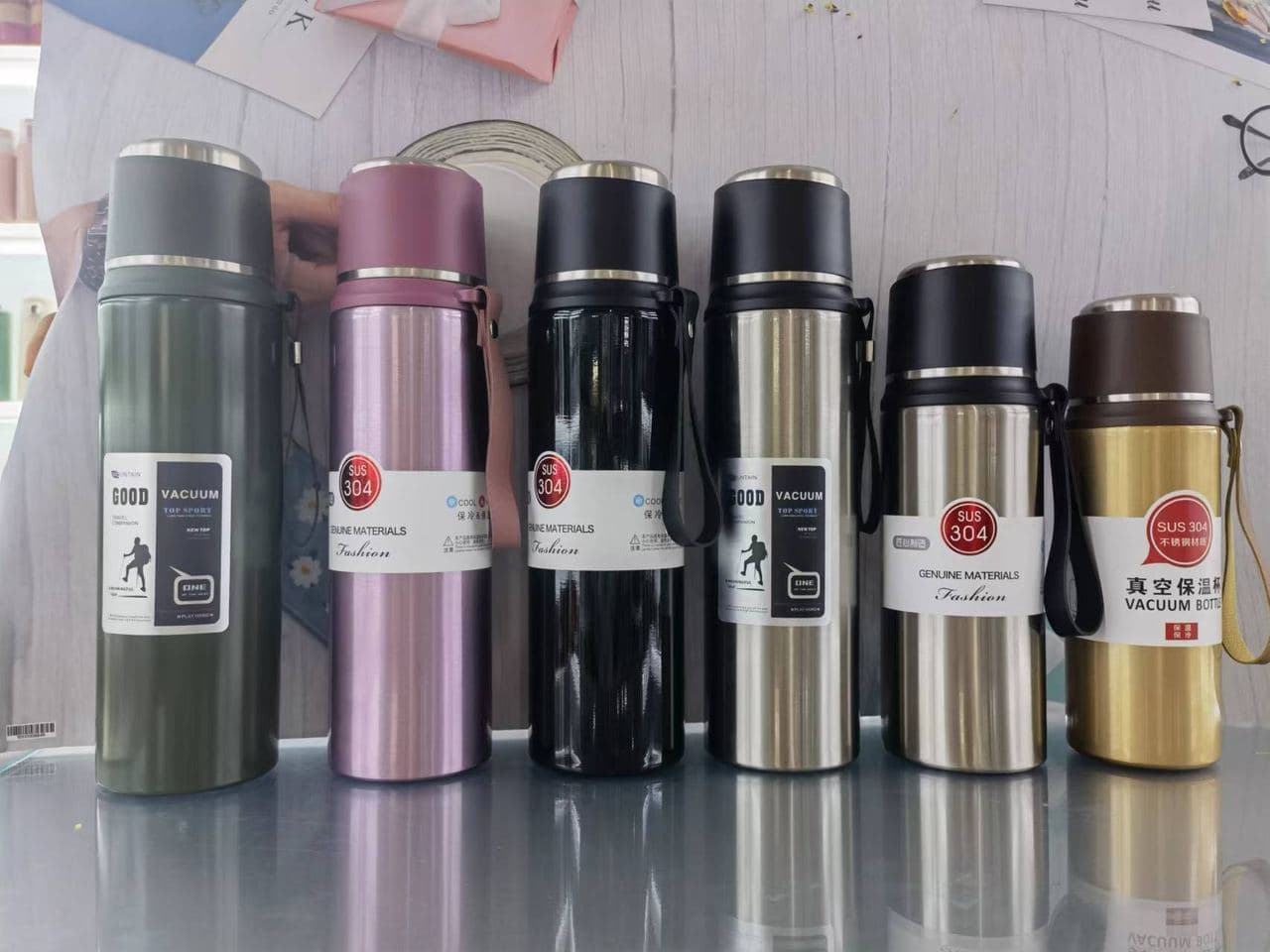 Diwangxin 8228 Vacuum Flask with Cup Lid and Wrist Strap