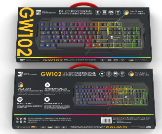 R8 GW102 Wired Gaming Keyboard Single Rainbow Backlight English & Arabic & Spanish layout 2