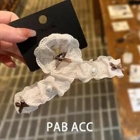 Lace Scrunchie with Pearl, Cream