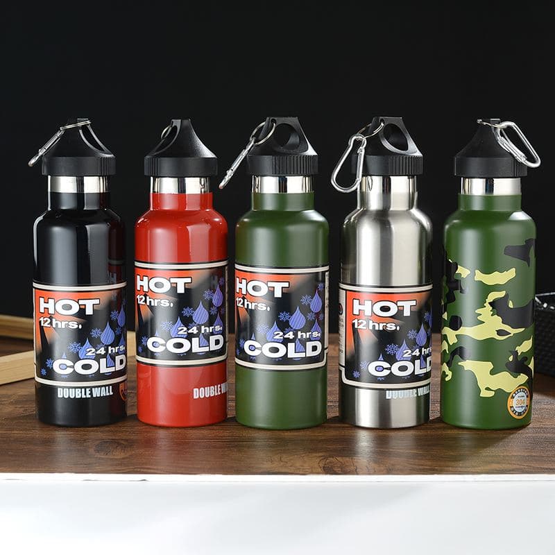 Diwangxin 5065 Hot and Cold Sports Bottle with Carabiner, 500ml