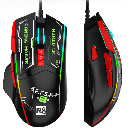 R8 G216 11D Wired Gaming Mouse RGB Lighting, 800-1600-2400-3200-4800-12800 DPI 4