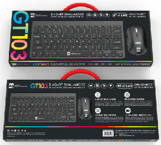 R8 GT103 2.4G & BT Wireless Keyboard and Mouse Combo English & Arabic & Spanish layout, 78 Keys 2