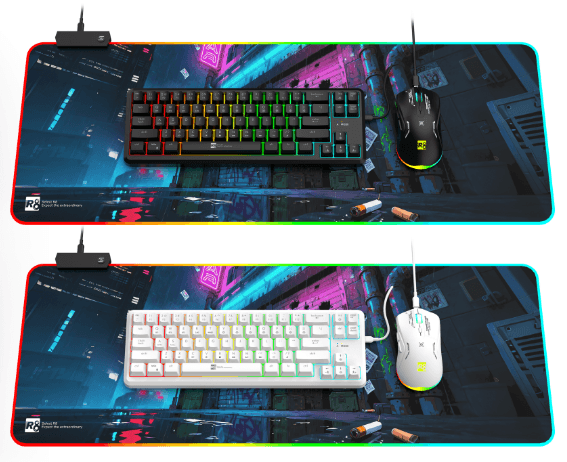 R8 GW4001 68 Keys RGB E-sport Gaming Peripheral 3-IN-1 Set English & Arabic layout