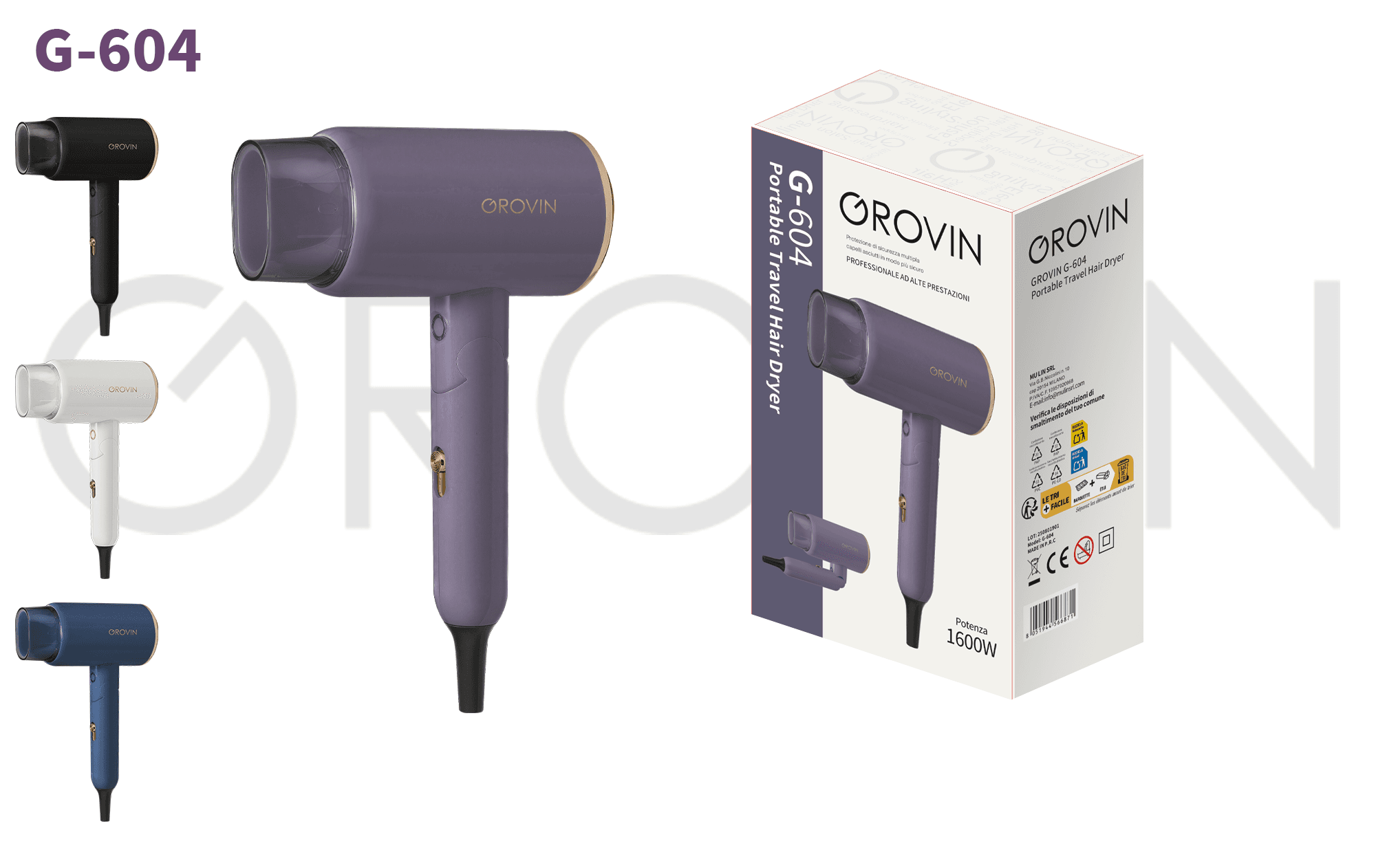 GROVIN G-604 Foldable Travel Hair Dryer