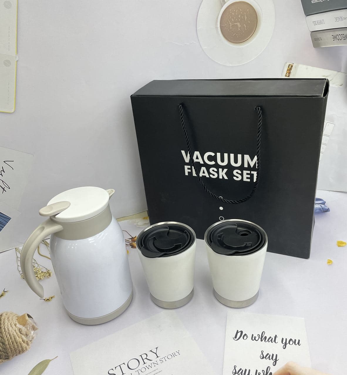 Diwangxin 5175 Coffee Pot Gift Set, 900ml Pot with Two 318ml Tumblers 2