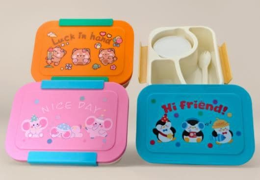 PP Plastic Lunch Box and Water Bottle Set, 17 x 12.5 x 7.5 cm