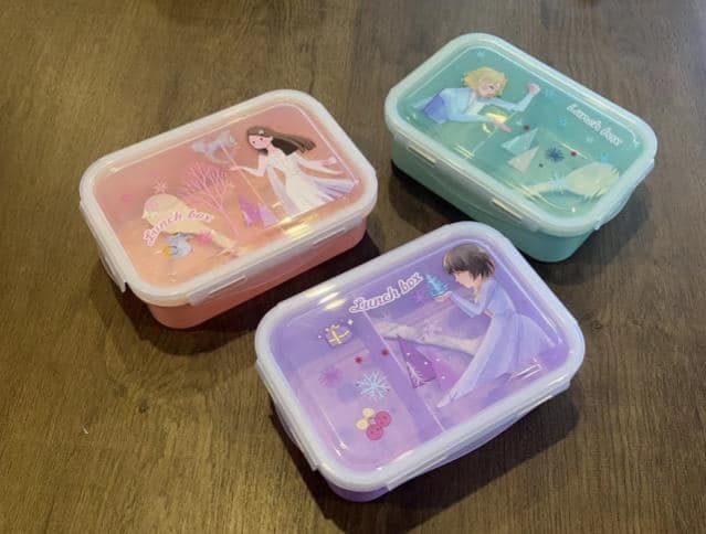 PP Plastic Lunch Box and Water Bottle Set, 19.7 x 14.8 x 7.4 cm