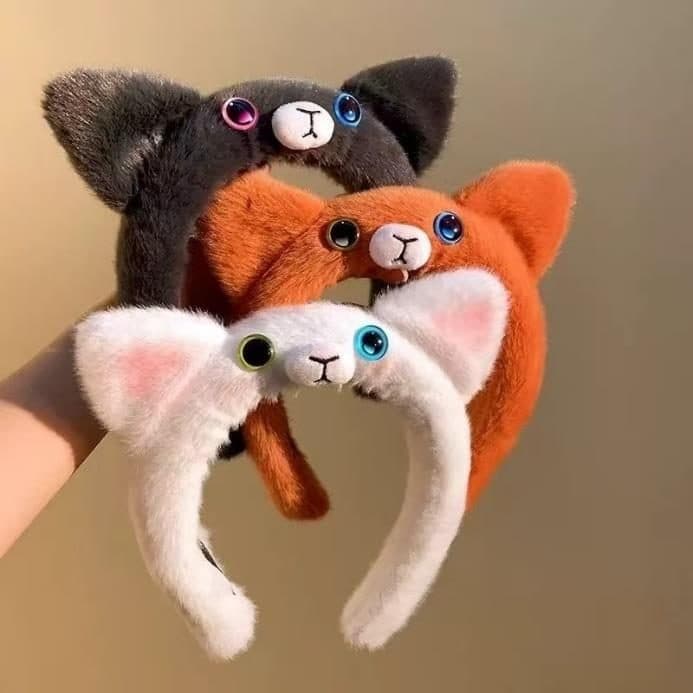 Cat Ear Headband, Grey, Orange and White