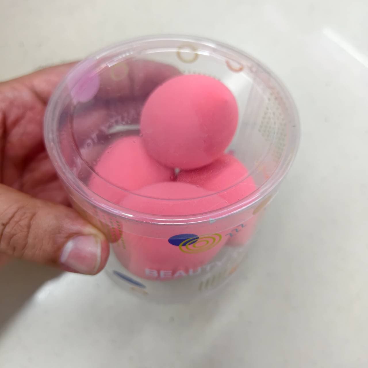 Pink Makeup Sponge Set, 4 Pieces in a Clear Cylinder Case 2