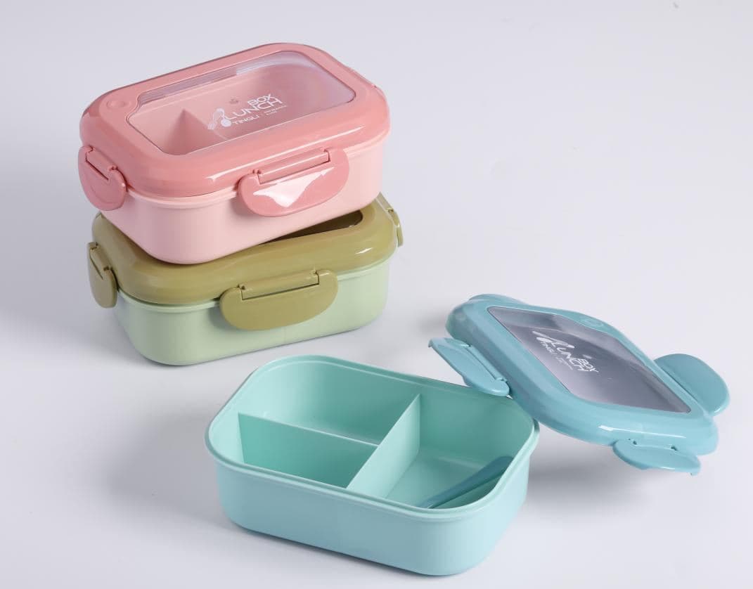PP Plastic 2-Compartment Lunch Box, 800 ml, 18.5 x 15.5 x 7.8 cm, Ref. LB6245