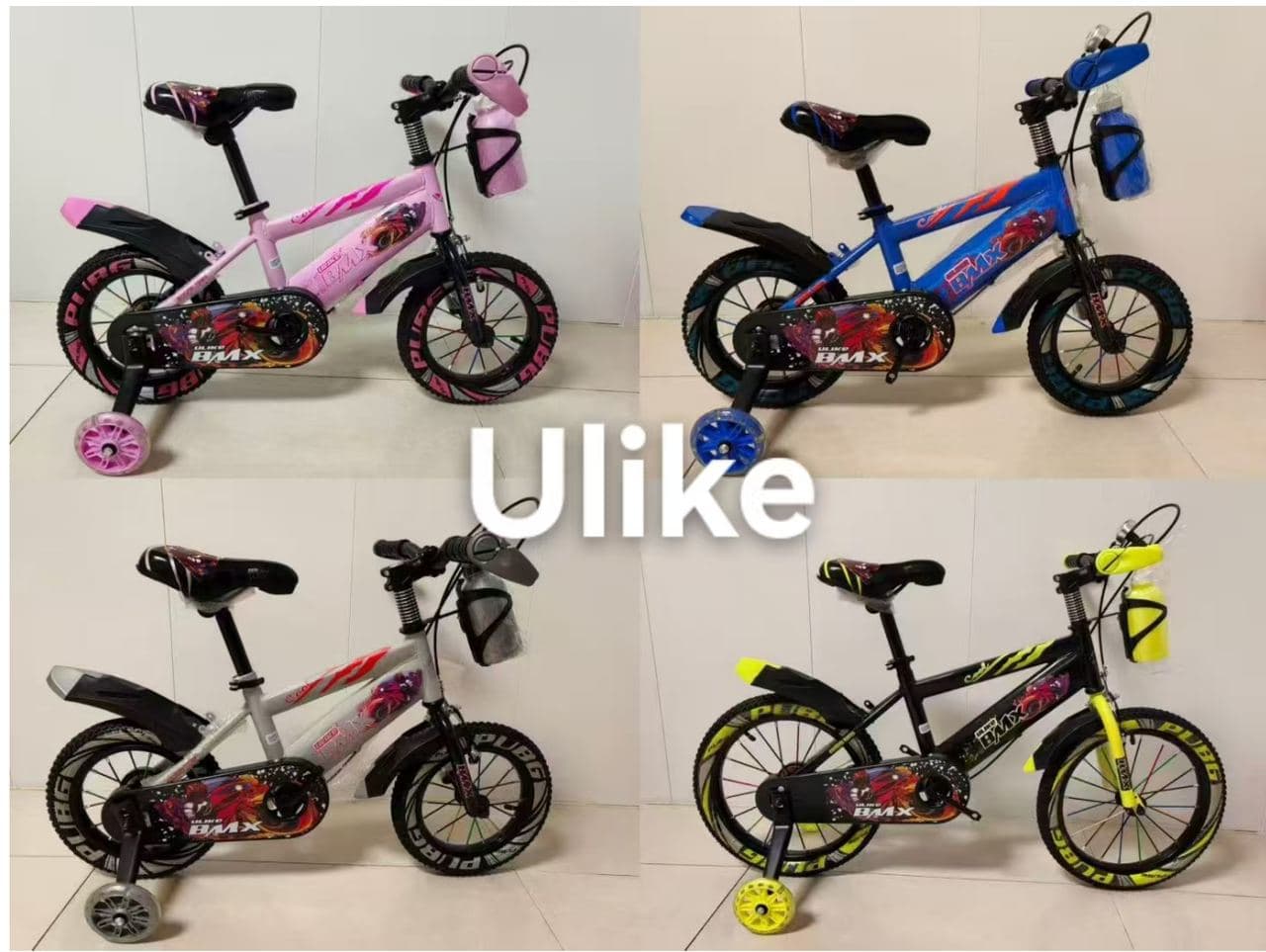 Ulike MK Kids Bike with Water Bottle and Printed Panels