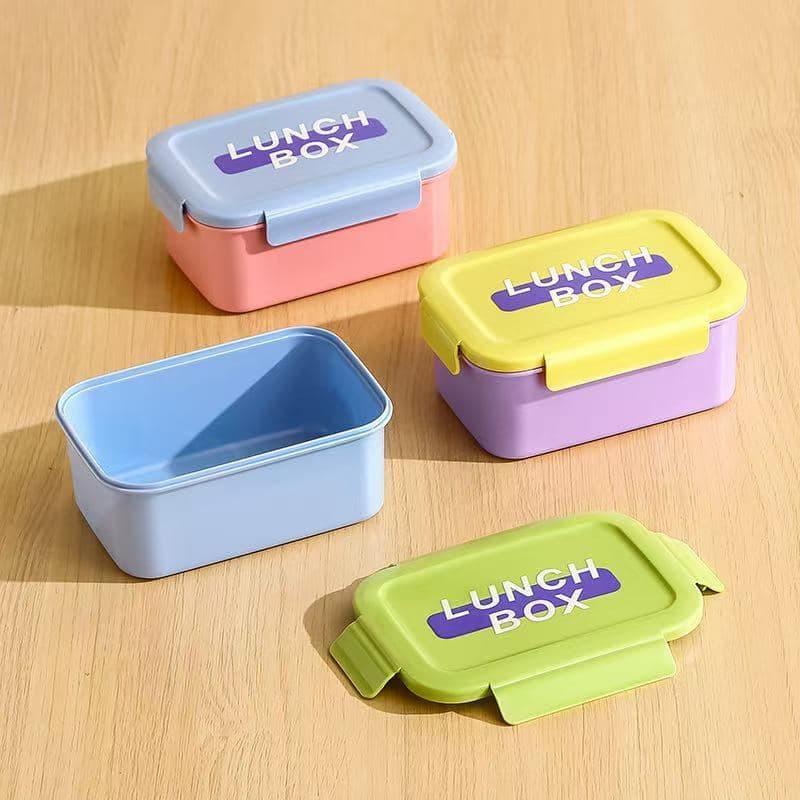 304 Stainless Steel 1-Compartment Lunch Box, 800 ml, 18 x 12.5 x 8 cm, with Spoon and Fork
