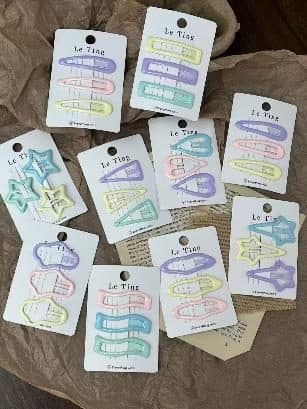 Glitter Hollow Snap Hair Clips, Rainbow Pastels