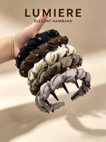 Knotted Headband with Teeth, Brown and Lilac