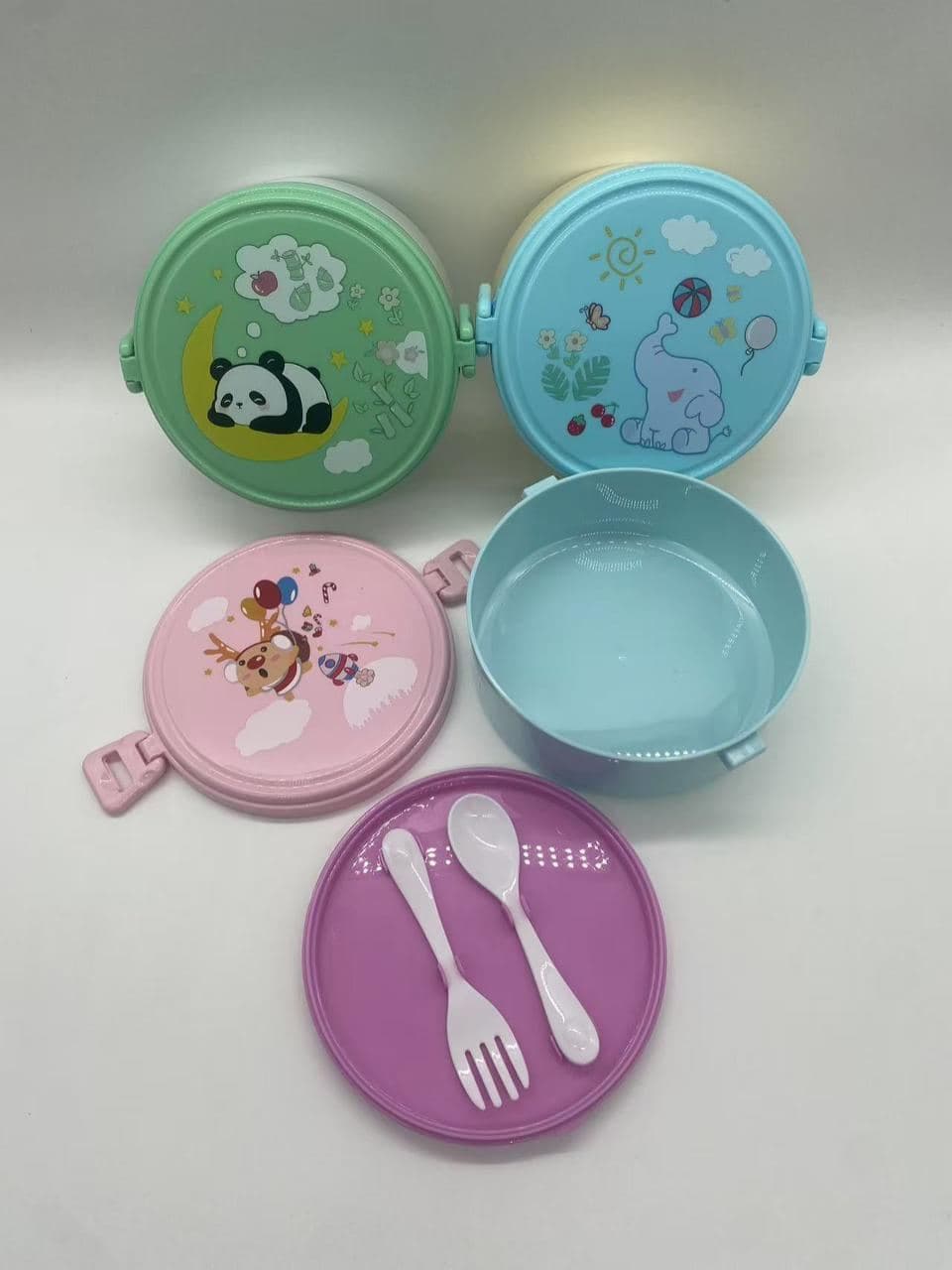 Round Snack Box Set with Spoon, 63 pcs/carton