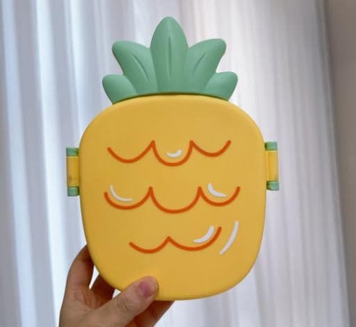 Strawberry PP Plastic Lunch Box, 16 x 16 x 8.5 cm, with Spoon and Fork