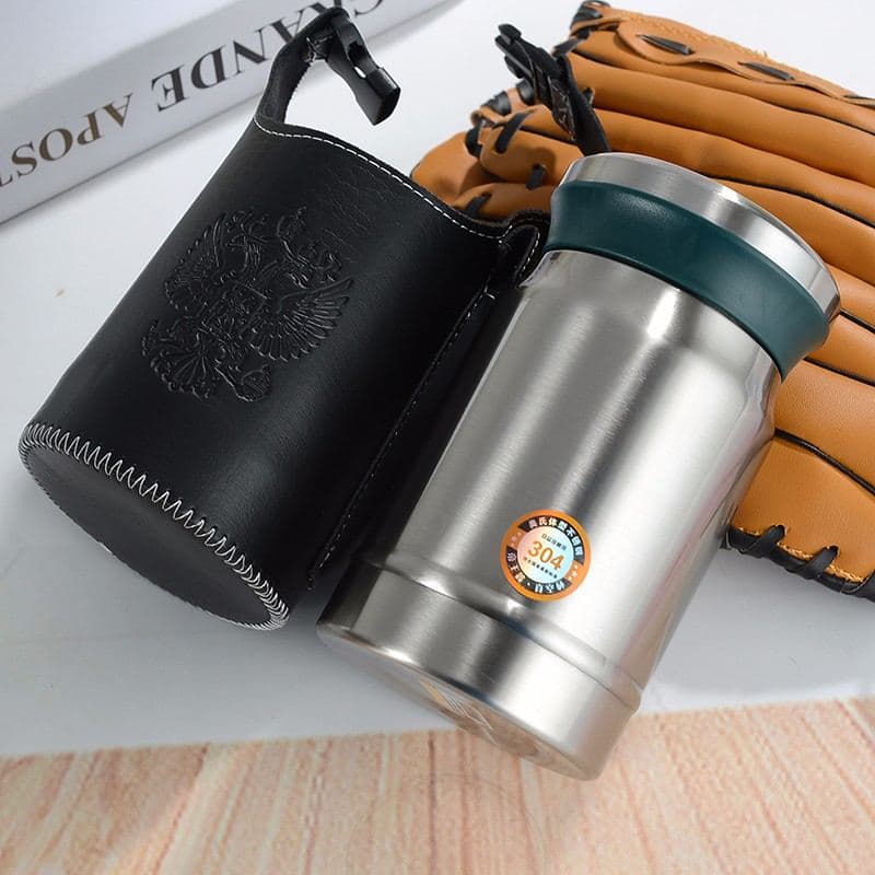 Diwangxin 5103 Coffee Tumbler in Embossed Leather Sleeve, 620ml