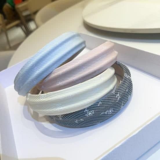 Padded Ribbed Headband, Pastel Pink and Blue