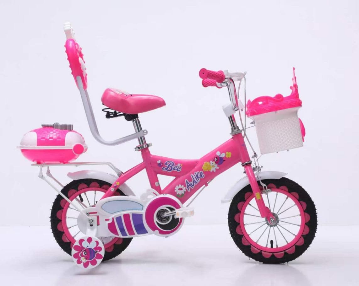 A158 Girls Bike with Rear Seat and Flower Trim