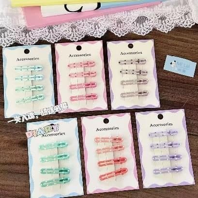 Pastel Bar Snap Hair Clips with Dots
