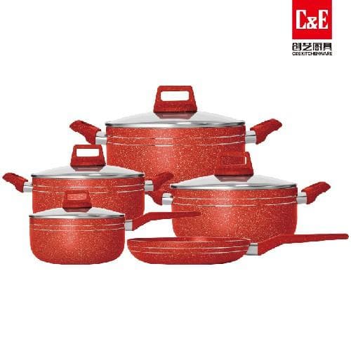 9pc 2.2mm Aluminium Cookware Set with Glass Lids, 20/24/26/28cm 7
