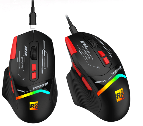 R8 G322 8D Wired & 2.4G & BT Rechargeable Gaming Mouse RGB Lighting