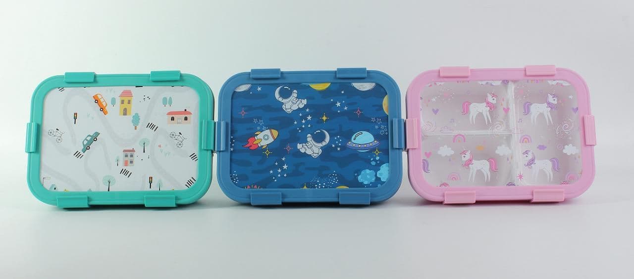 Stainless Steel 2-Compartment Lunch Box, 21.9 x 7.4 x 17.2 cm 2