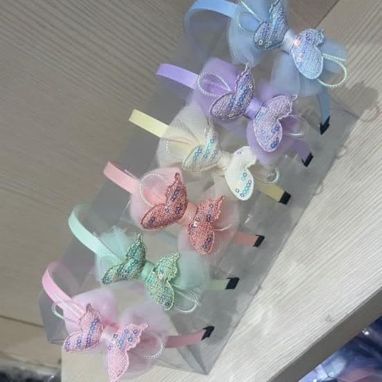 Kids Glitter Butterfly Headband, Pastel Set