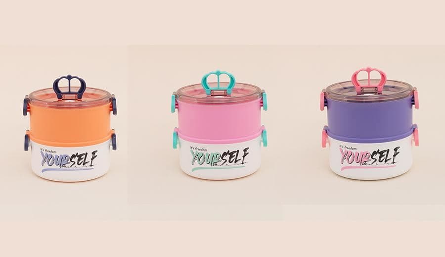 Round Tiered Tiffin Carrier with Handle, 60 pcs/carton, carton 68 x 43 x 46 cm