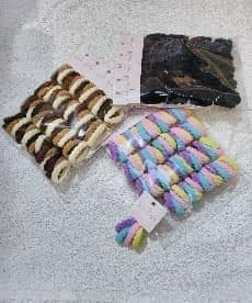 Kids Towelling Hair Ties, Leopard, Black and Pastel Assortment