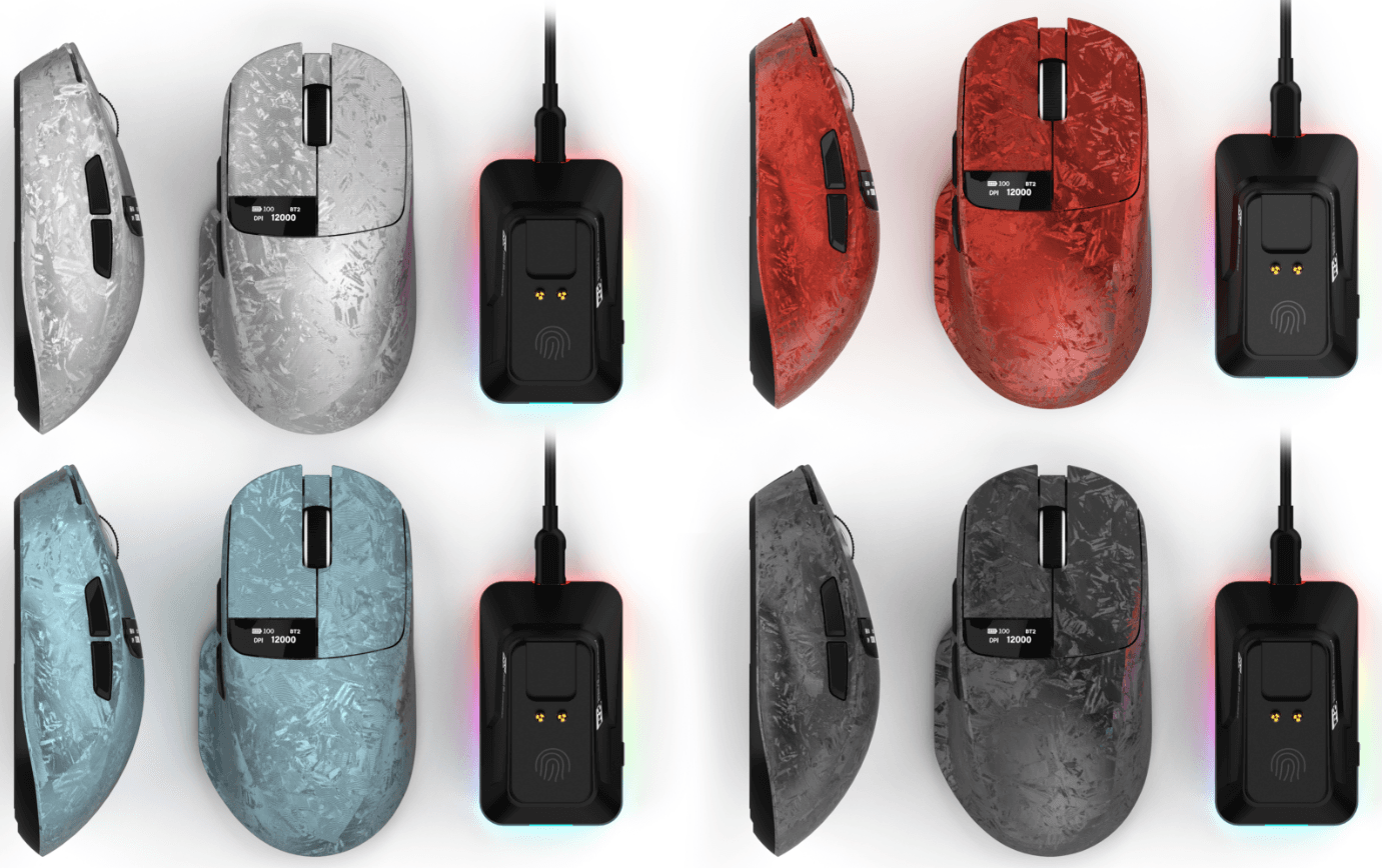 R8 G320 5D Wired & 2.4G & BT Rechargeable Gaming Mouse with LED Screen Display RGB Lighting
