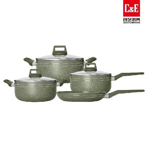 7pc 2.2mm Aluminium Cookware Set with Glass Lids, 18/20/24cm 3