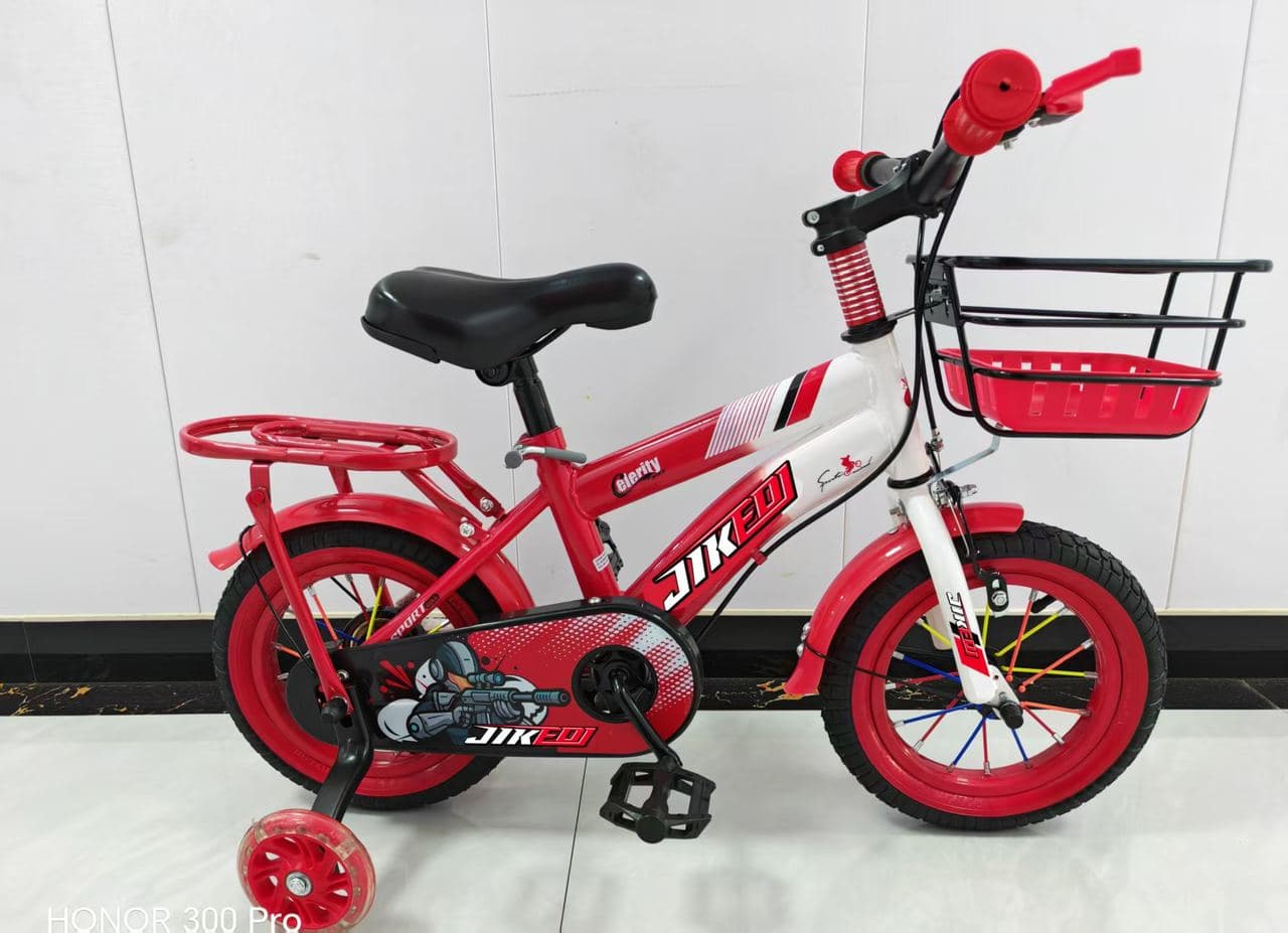 Jike YF Kids Bike with Green Basket and Rear Rack 3