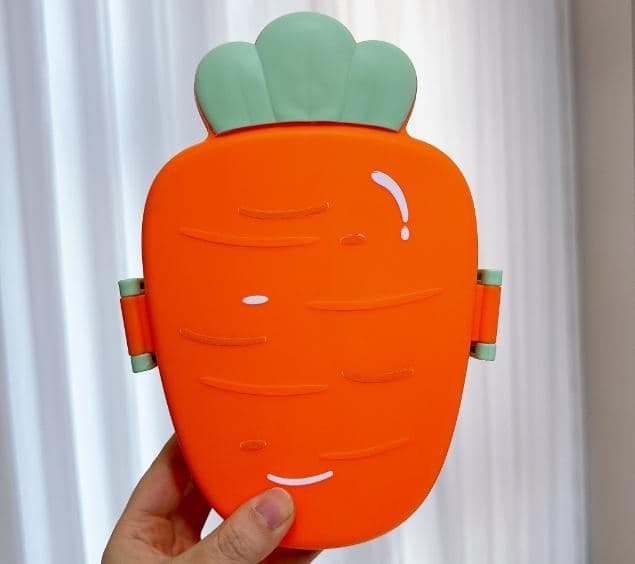 Carrot PP Plastic Lunch Box, 15 x 21 x 7 cm, with Spoon and Fork