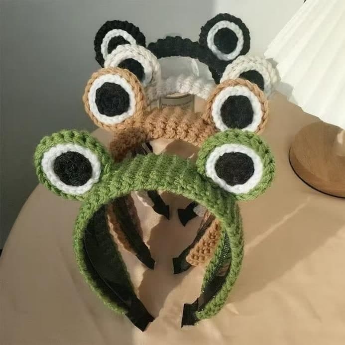 Frog Crochet Headband, Green