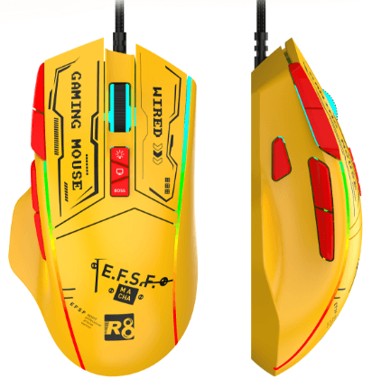 R8 G216 11D Wired Gaming Mouse RGB Lighting, 800-1600-2400-3200-4800-12800 DPI 6