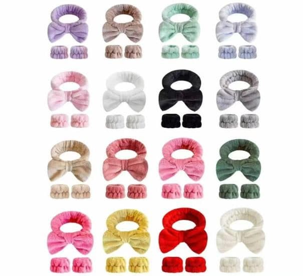 Bow Hair Band and Wrist Band Set, Assorted Colours