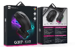 R8 G317 5D Wired & 2.4G & BT Rechargeable Gaming Mouse with LED Screen Display RGB Lighting 2