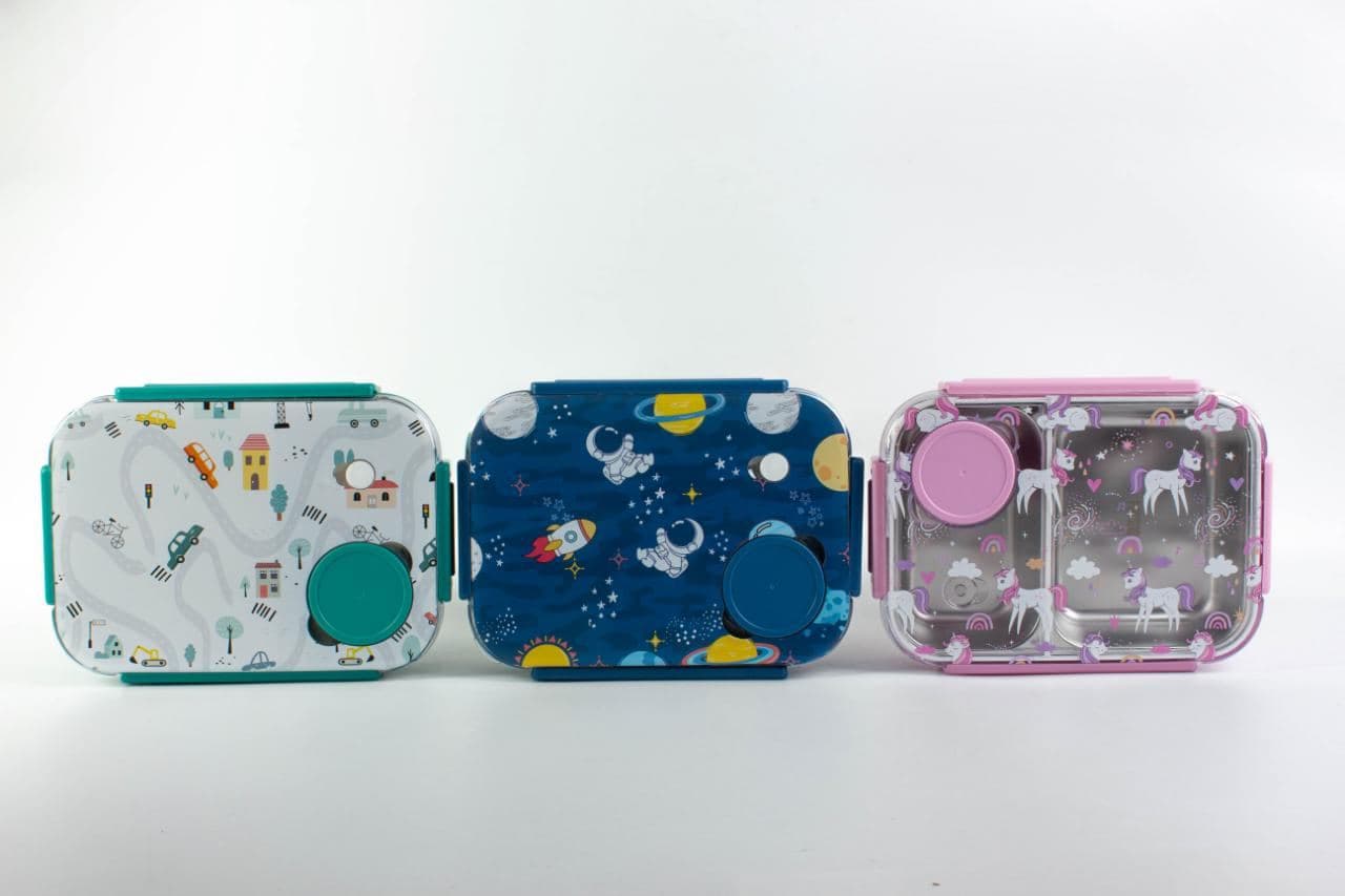 Stainless Steel 4-Compartment Lunch Box, 25.3 x 7.4 x 19.4 cm 2
