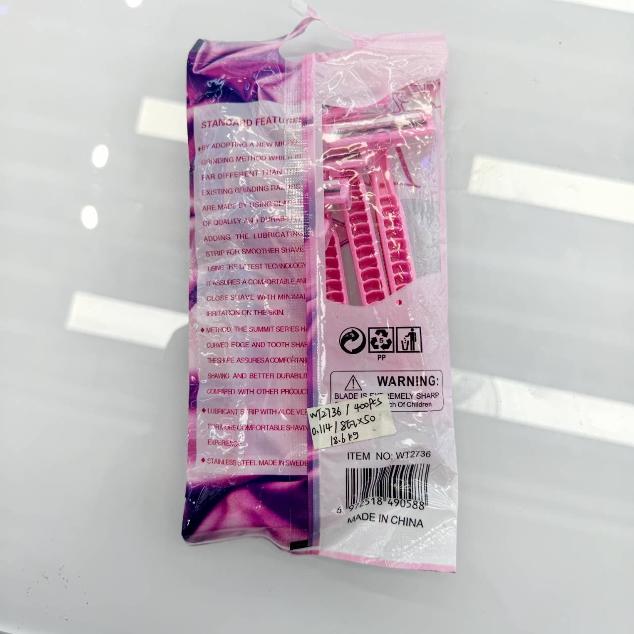 WeTell Lady Twin Blade Disposable Razors for Women, Non-Slip Handle, 5-Pack 2