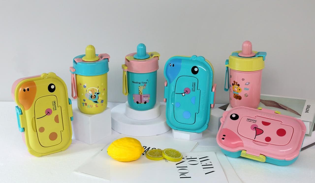 Dinosaur Print Kids Lunch Box and Water Bottle Set, 108 pcs/carton