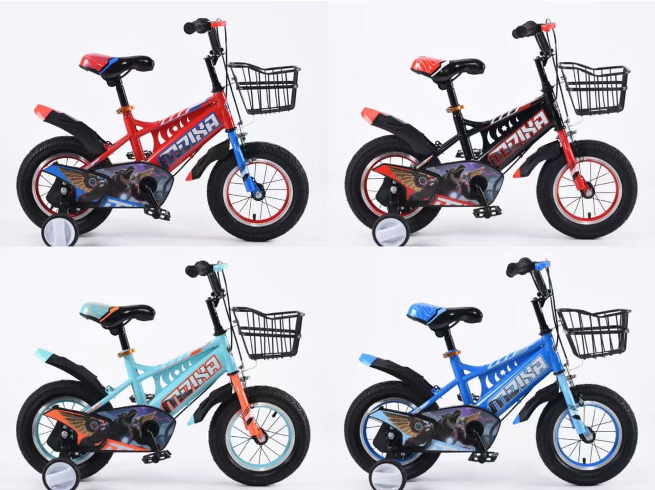 MDY Kids Bike with Basket and Printed Panels