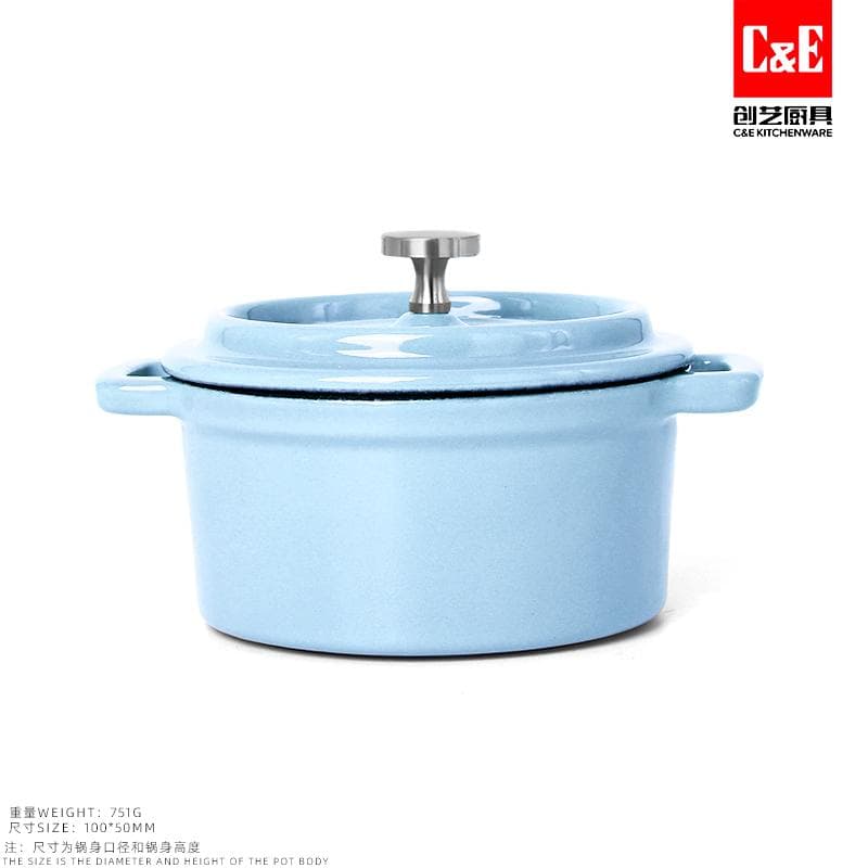 10cm Mini Enamel Cast Iron Pot, 190 x 150mm 4