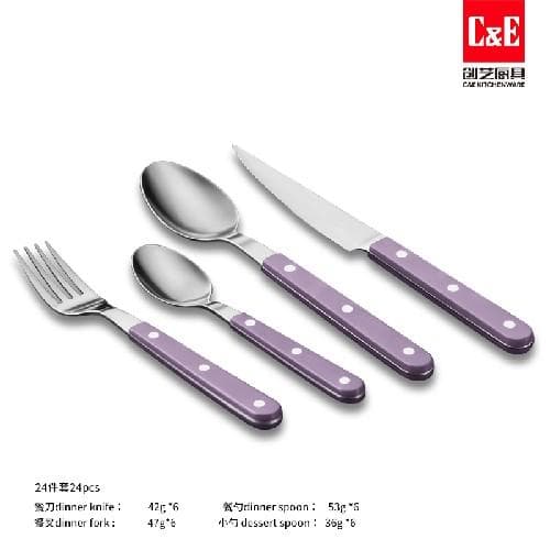 24pc Cutlery Set, 430 Stainless Steel, Three-Rivet Handles 7