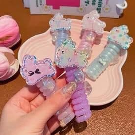 Bear and Star Coil Hair Ties, Pastel