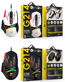 R8 G214 8D Wired Gaming Mouse RGB Lighting, 800-1200-2400-3200-4800-7200-12800 DPI, 8 Buttons 2