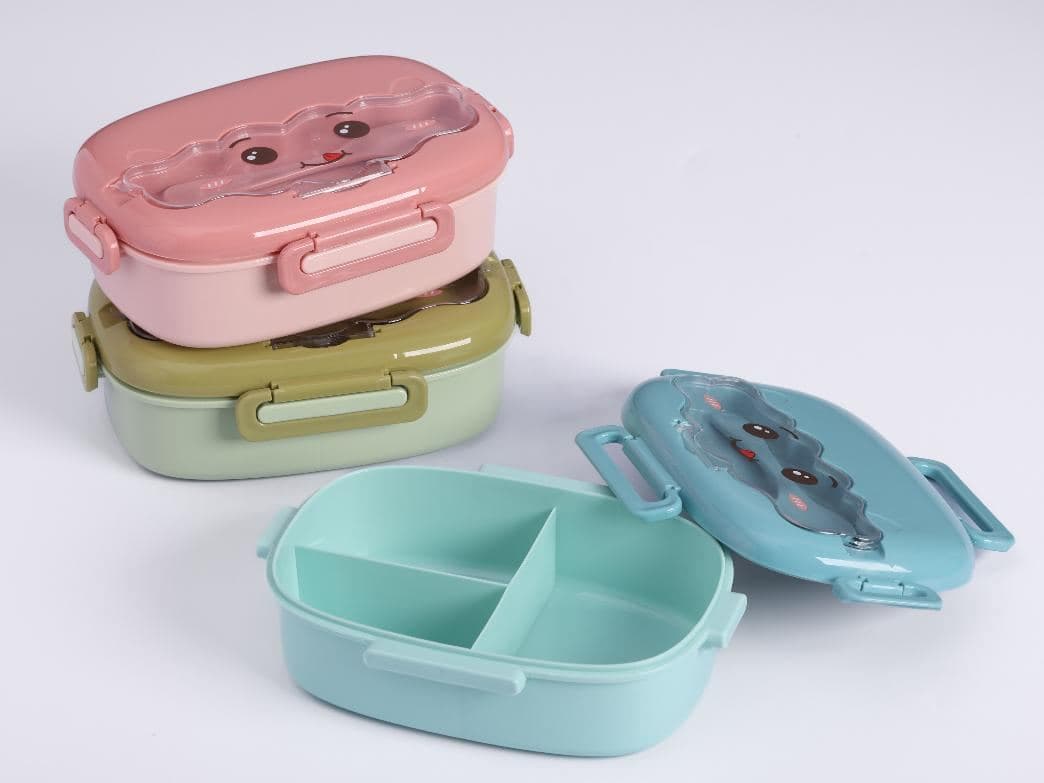 PP Plastic 2-Compartment Lunch Box, 800 ml, 18.5 x 15.5 x 7.8 cm, Ref. LB6246