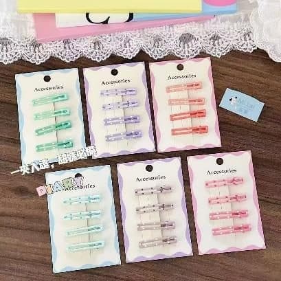 Pastel Wave Snap Hair Clips with Dots