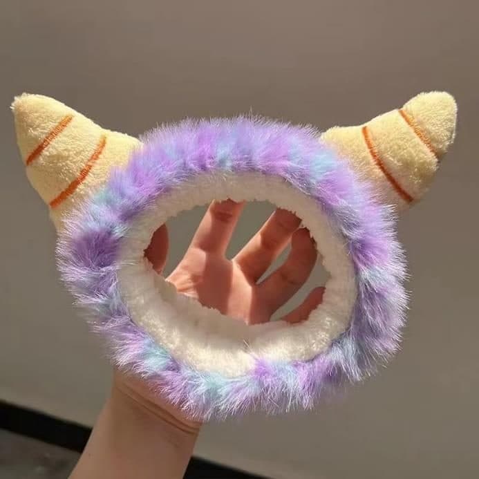 Cat Ear Headband with Horns, Rainbow