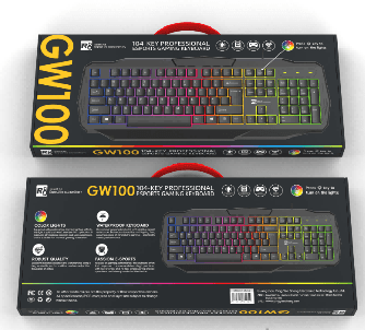 R8 GW100 Wired Gaming Keyboard Single Rainbow Backlight English & Arabic & Spanish layout 2